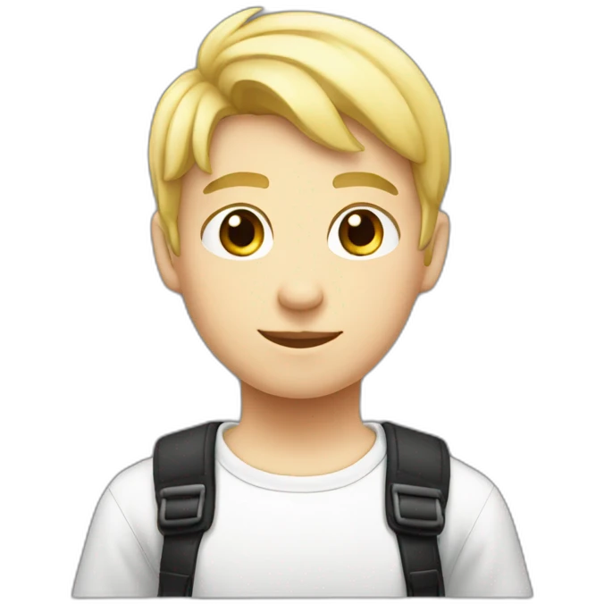 blond boy - cap black - hair short - shirt black emoji