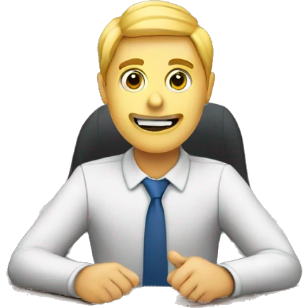A person sits at a desk and displays charts on a screen emoji