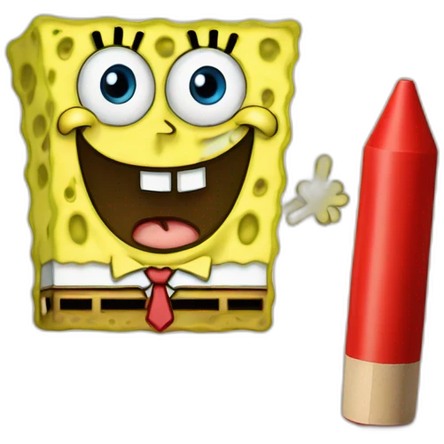 spongebob is arabic holding red chalk emoji