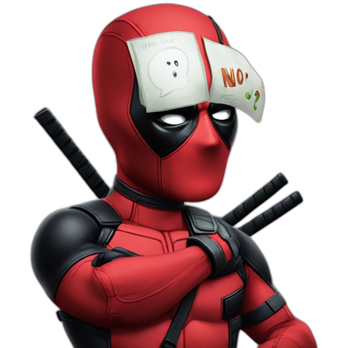 Deadpool saying no in text emoji