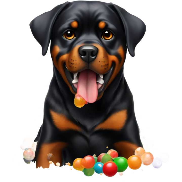 Rottweiler eating paintballs emoji