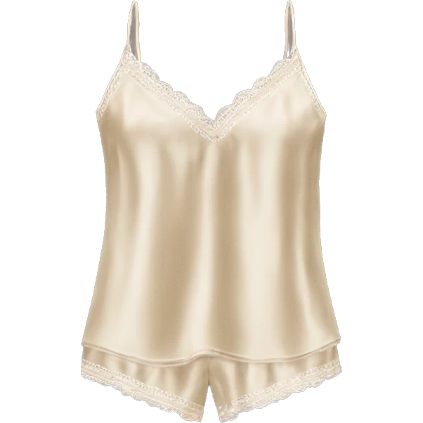 Beige silk camisole pjs emoji