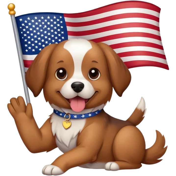 Dog waving an american  emoji