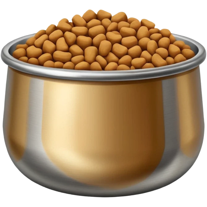 pet food in stainless bowl emoji