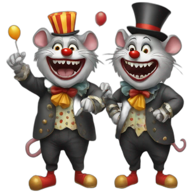 2 rats in the image of crazy clowns emoji