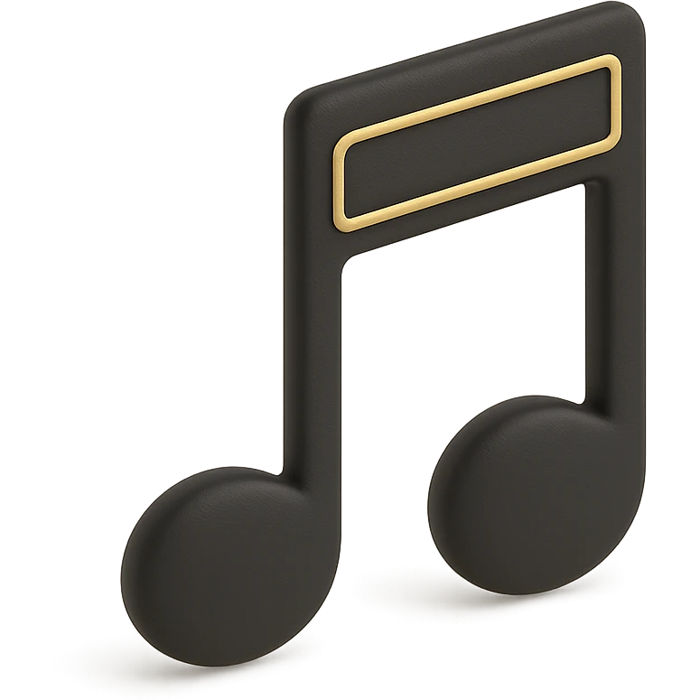 minimalist music note icon with soft matte finish and antique gold details emoji