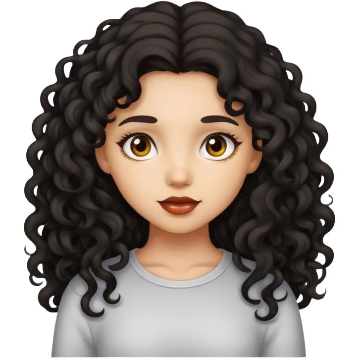 Girl with dark long curly hair emoji