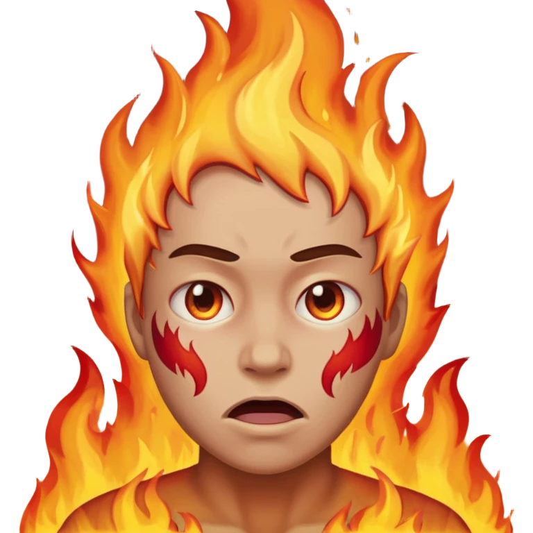 Make an emoji of a person tearing themself apart with flames and their on fire emoji