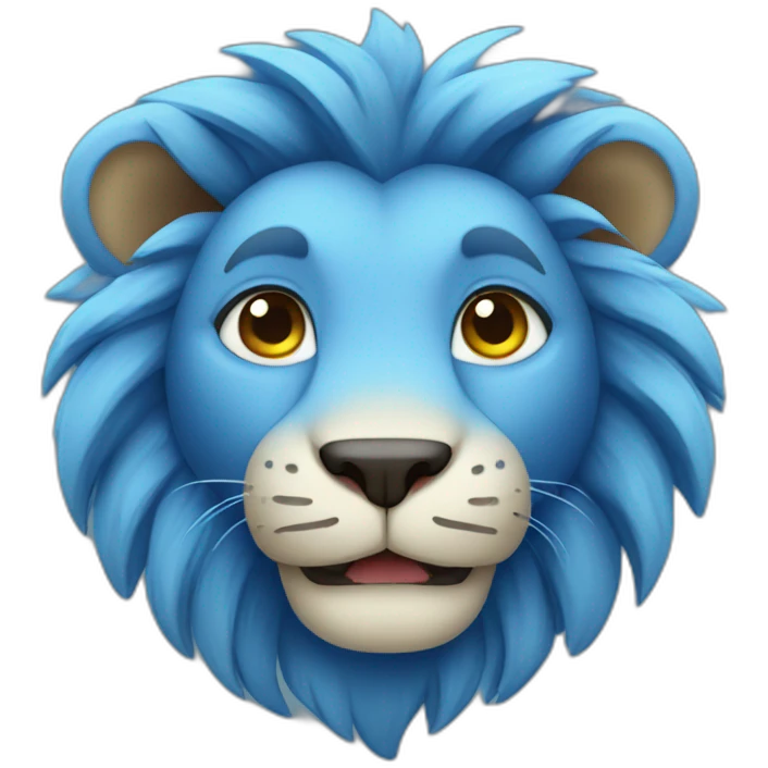 a cute blue cartoon lion emoji