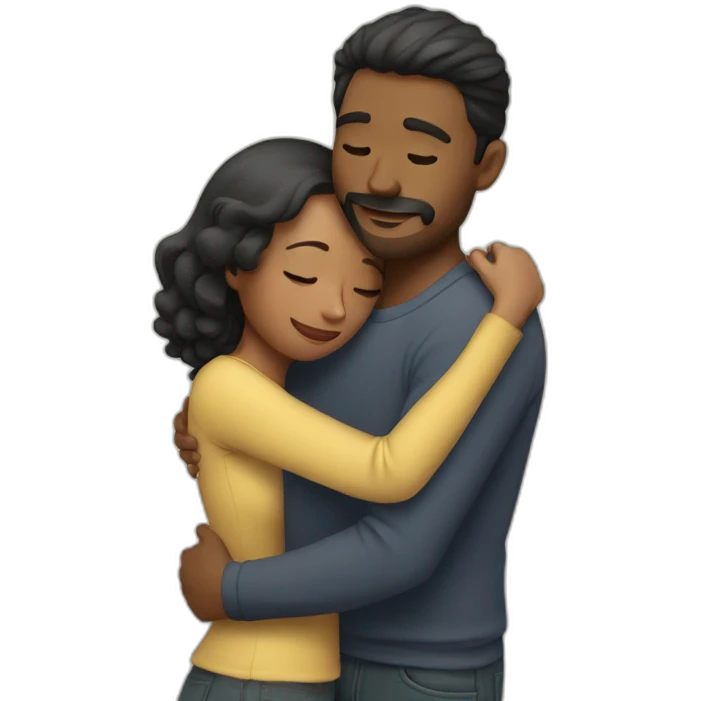 Man hugging woman from behind emoji