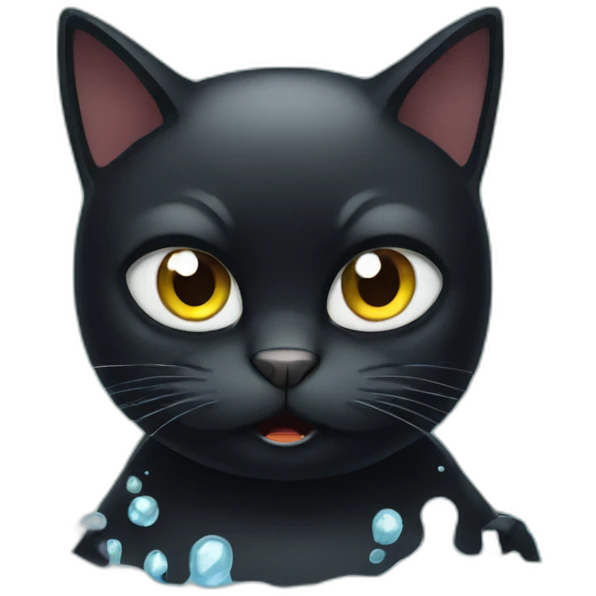Black cat who is angry at water emoji