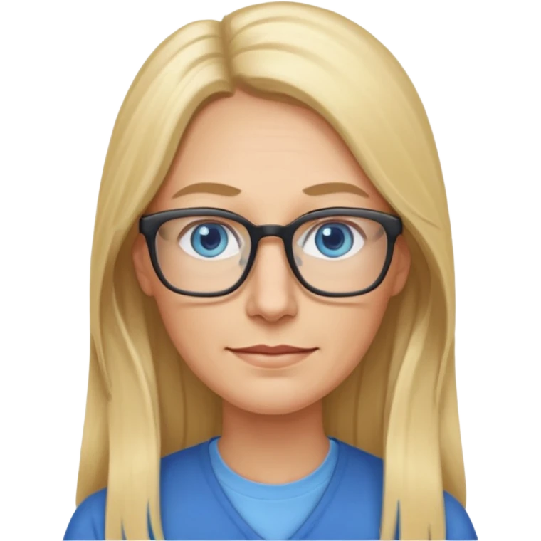 a 40 year old teacher with really long blonde hair and blue eyes long face smaller eyes emoji