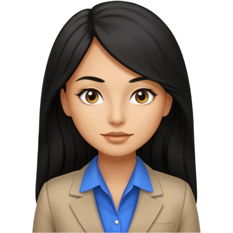 직업이 마케터인 왼쪽 눈 밑에 점이 있는 검정 긴 머리의 예쁜 여자 emoji