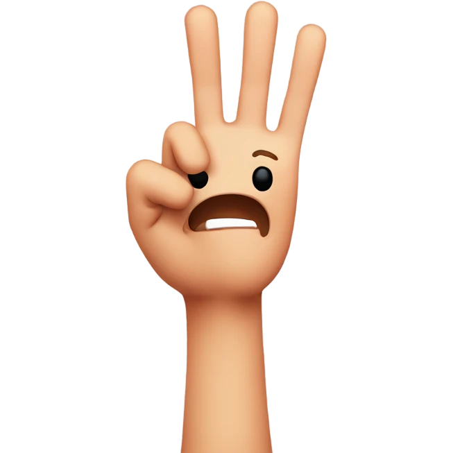Blushing emoji sticking up middle finger emoji