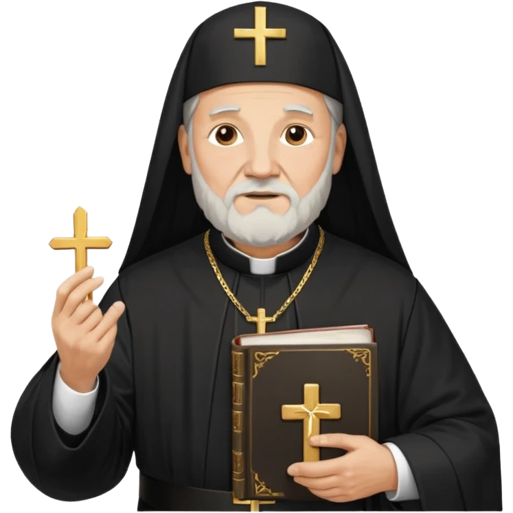 Older Orthodox Christian priest crossing himself (making the sign of the cross) with the movement of the Cross outlined in gold streaks emoji