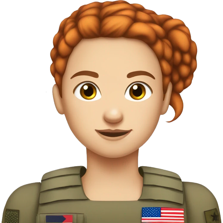 red straight hair bun pretty brown eyes soldier white girl country flag emoji