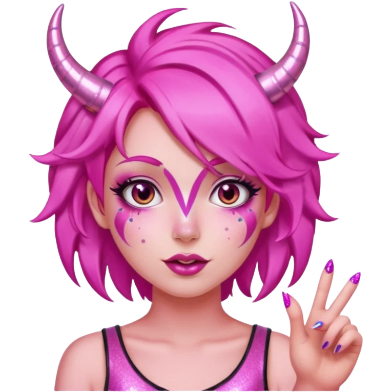 glitter pink girl naughty selfie glitter pink horns emoji