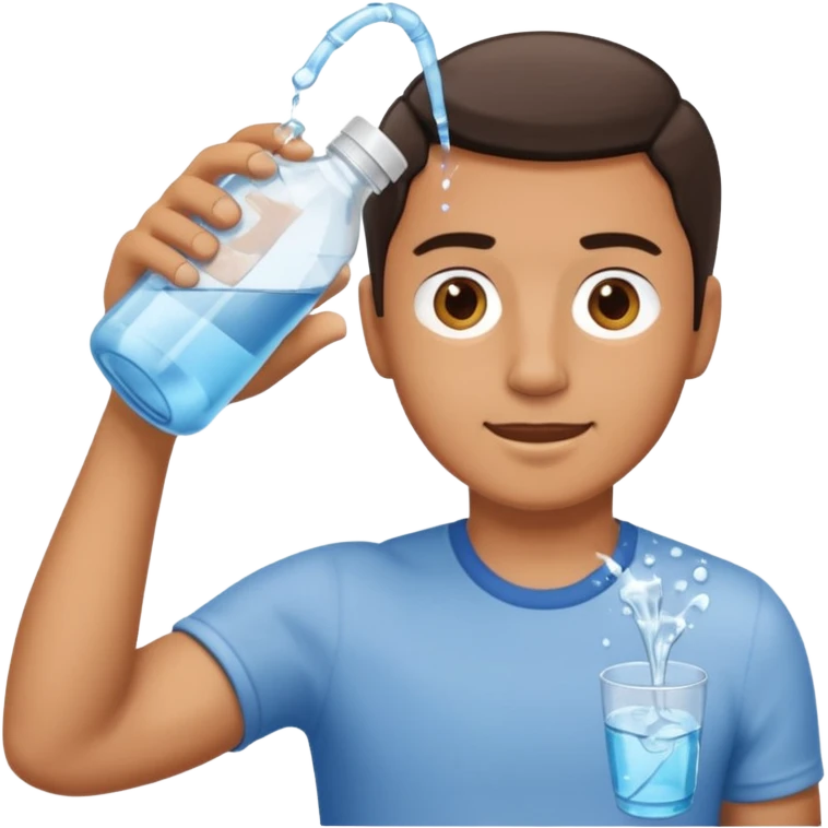 man pouring water from bottle to cup  emoji