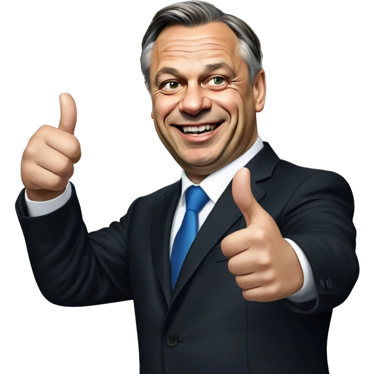The hungarian president viktor orban realistic portrait give a thumb up emoji