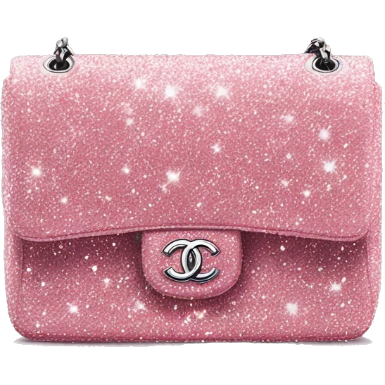 Chanel classic flap bag pink sparkle glitter emoji