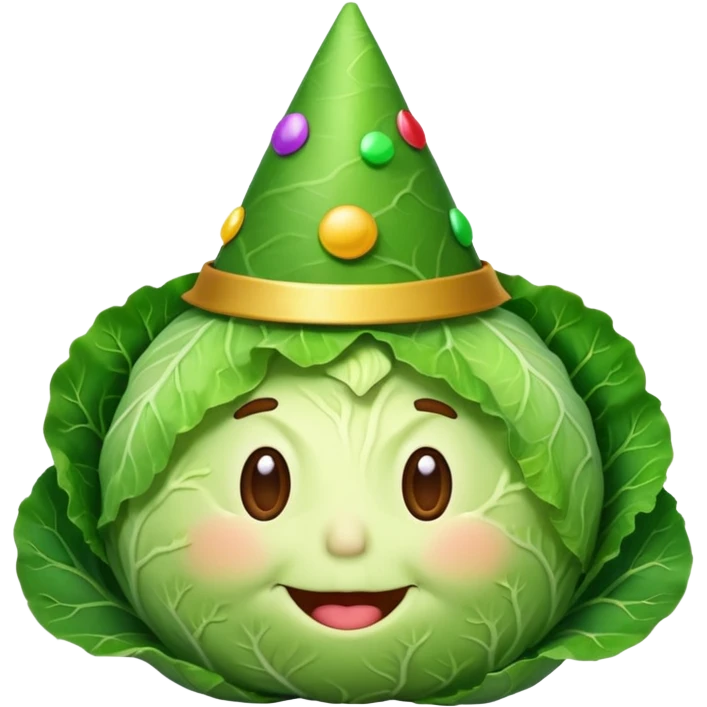 cabbage wearing party hat emoji