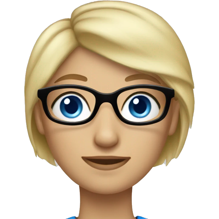 female Teacher files glasses blonde pixie haircut blue eyes emoji