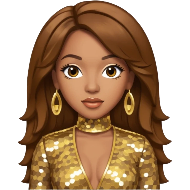 Farrah Franklin from Destiny's Child with brown hair, gold sequin outfit emoji