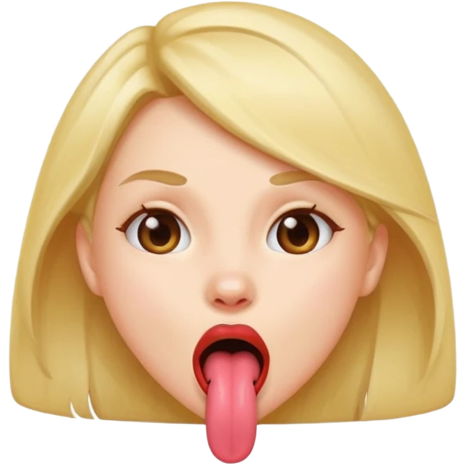 Girly cute, tongue out mouth open emoji
