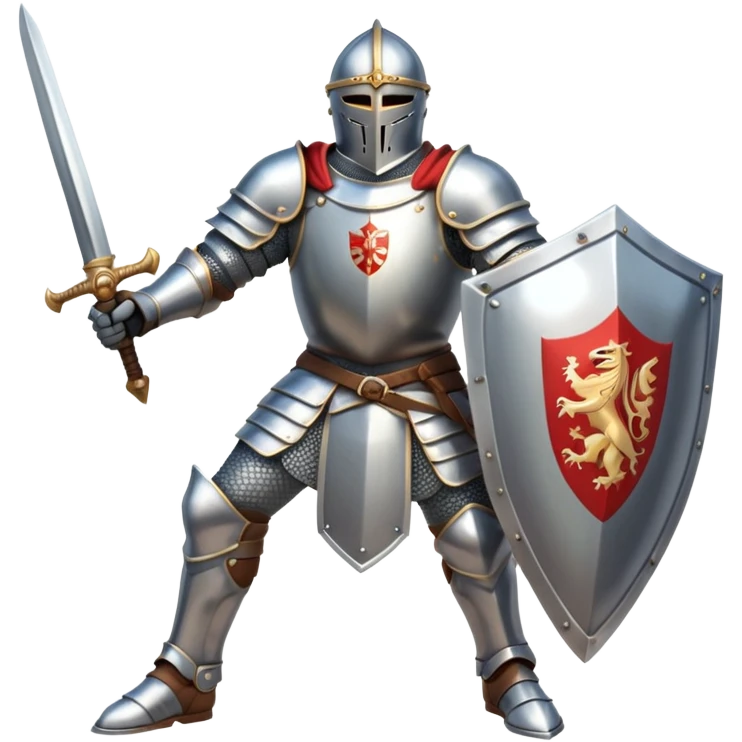 medieval knight warrior with sword and shield, heroic pose emoji