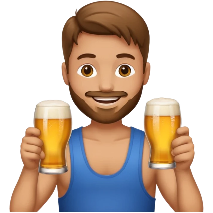 Emoji beauf avec un coupe de cheveux mulet, un ventre rond, un débardeur et une bière dans la main emoji