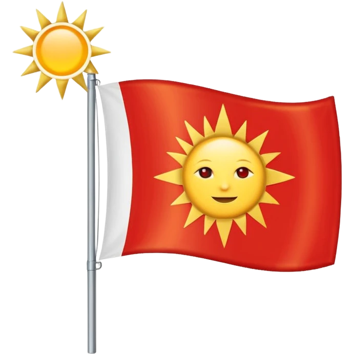 The ezidisch flag is white and red and in the middel is die sun  emoji