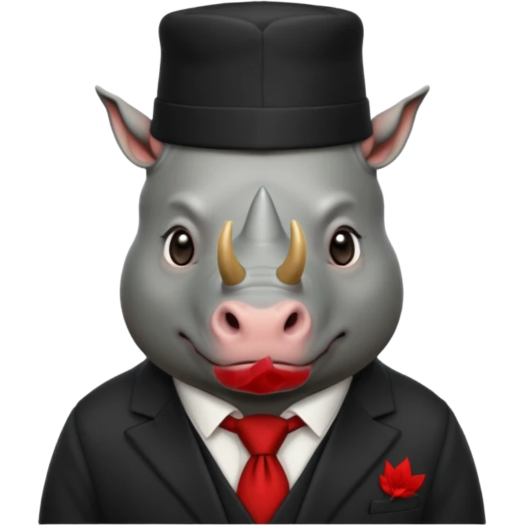 black suited rhino with fes hat emoji