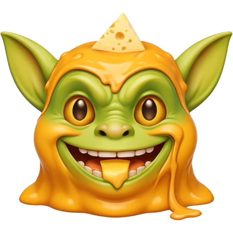 Cheddar Goblin grinning with cheese emoji