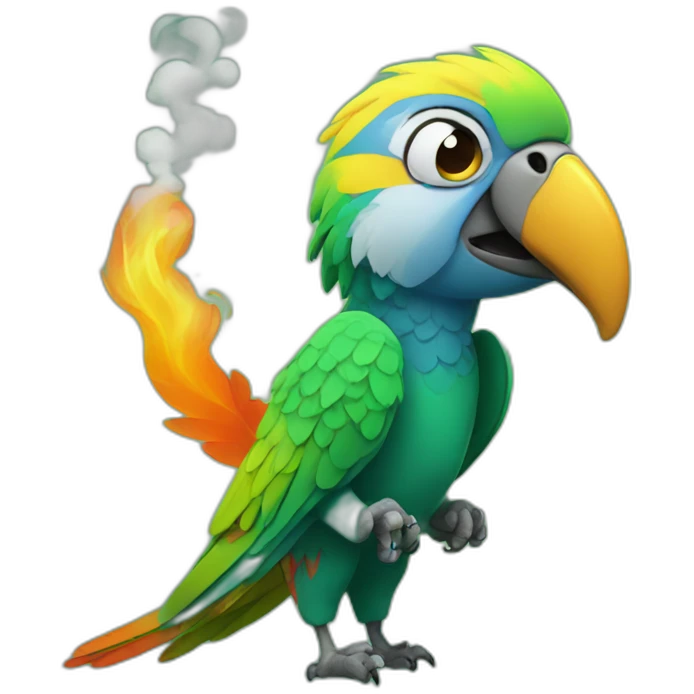 smoking parrot emoji