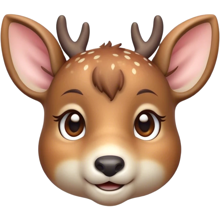 Cinematic Cute Deer Portrait Emoji, Head tilted playfully and inquisitively, showcasing a delicate Fur speckled with subtle white spots and gentle earth tones, round, sparkling eyes filled with curious wonder, Simplified yet irresistibly adorable features, highly detailed, glowing with a warm, friendly glow, high shine, affectionate and graceful, stylized with a touch of woodland whimsy, bright and endearing, soft glowing outline, capturing the essence of a mischievous yet loving fawn, so playful it feels like it could skip out of the screen into your arms! emoji