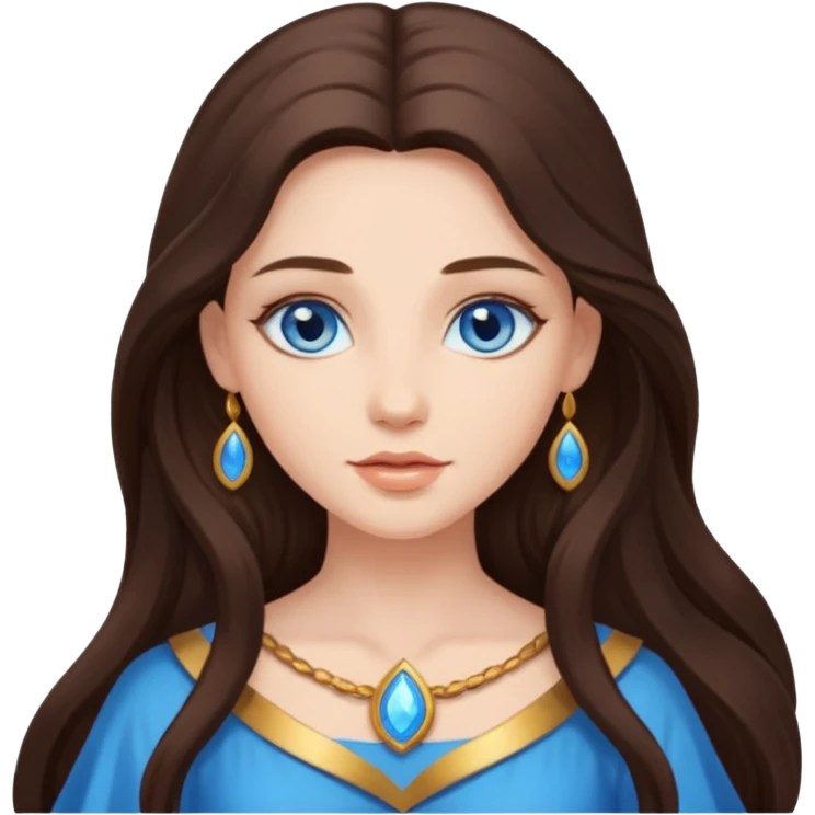 goddess long brunette hair blue eyes emoji