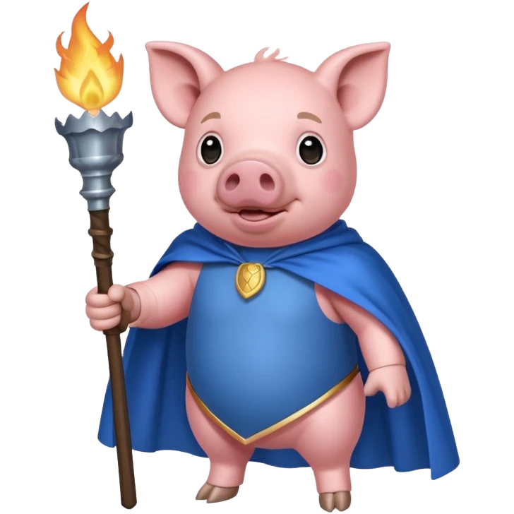 pig holding torch with blue cape emoji