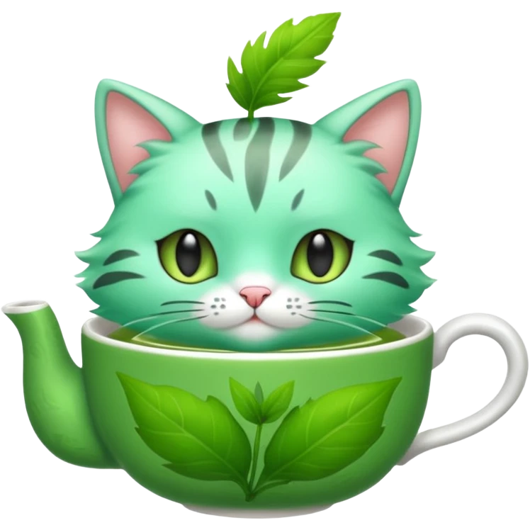Minty Leaf Juicy Feline Fluffy Tea Sprigatito-Fakémon-creature emoji
