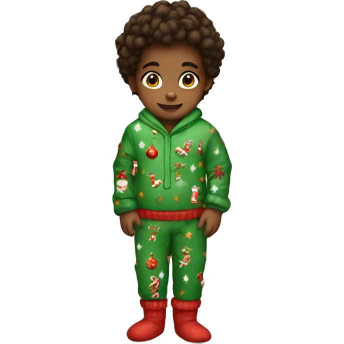 Cozy kid in Christmas pjs  emoji