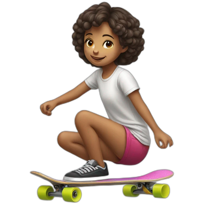 little girl gaming on a skateboard emoji