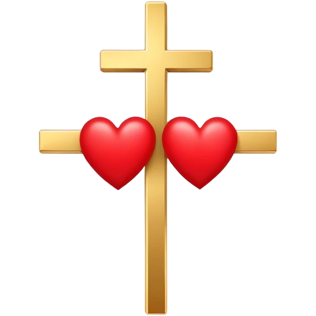 Two red  hearts around  a simple gold cross  emoji