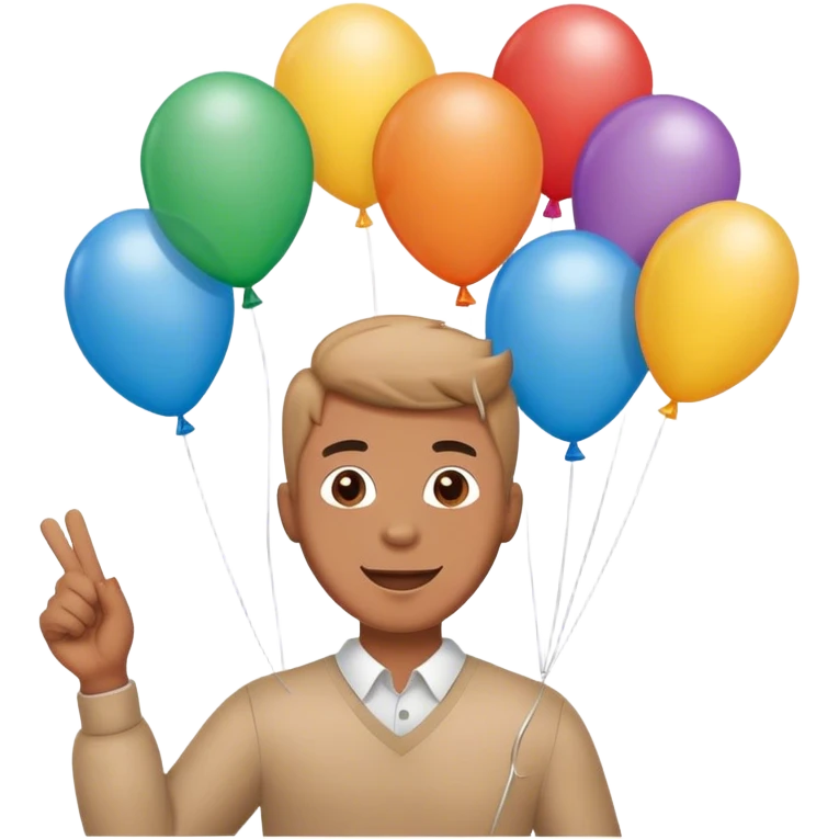  man holding ballon's saying happy birthday emoji