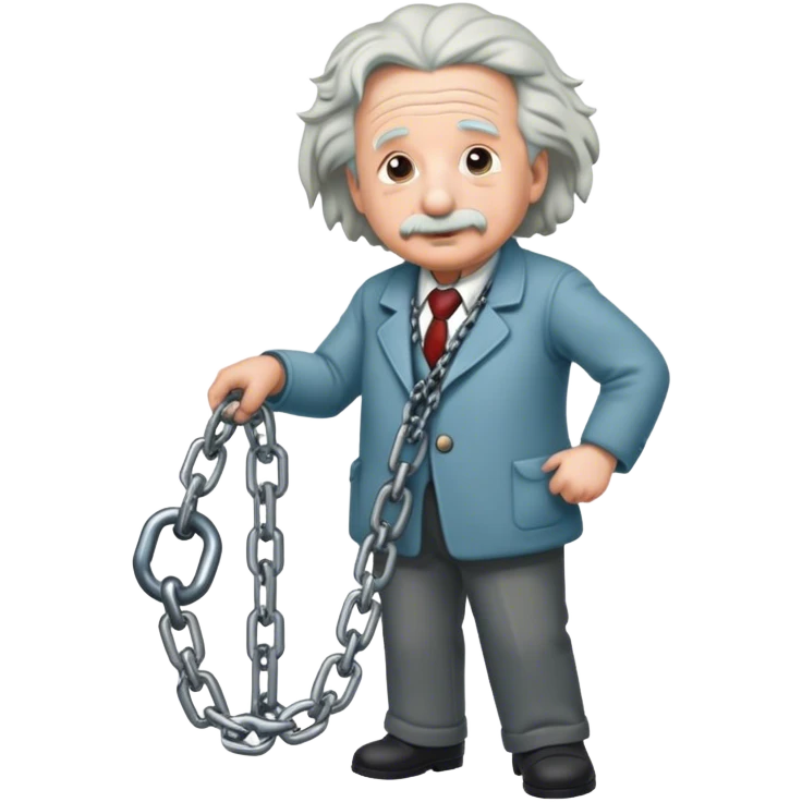 Albert einstein pulling on a chain emoji