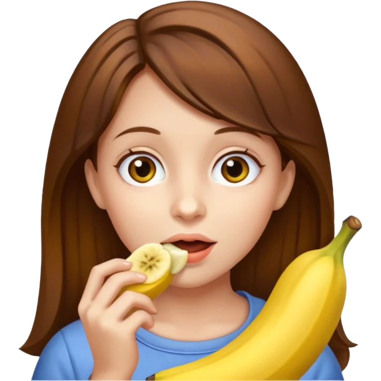 Brown hair Girl eats banana  emoji