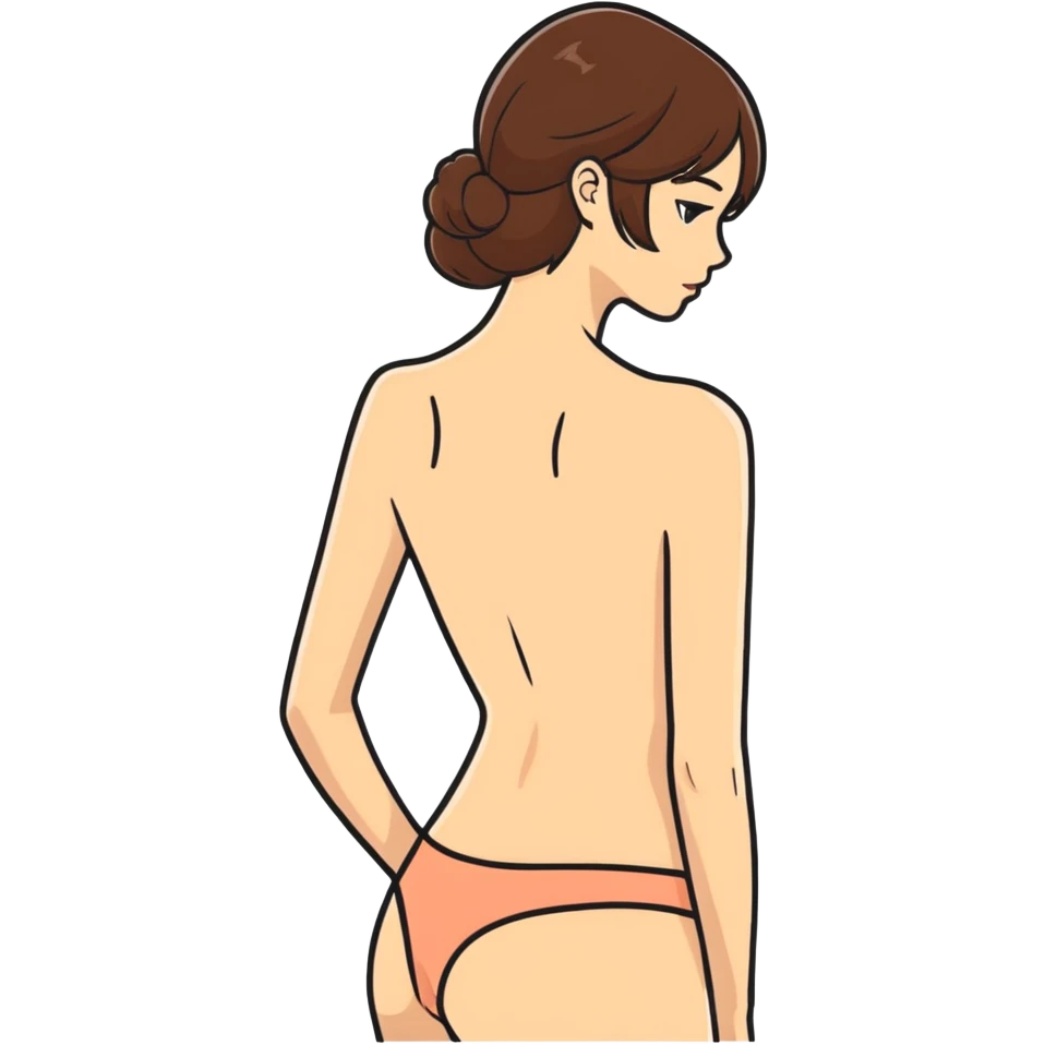 Bare back woman brown hair emoji