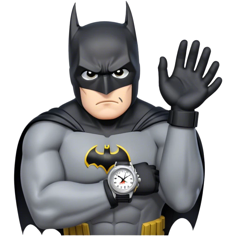 Batman looking stressed at his watch emoji