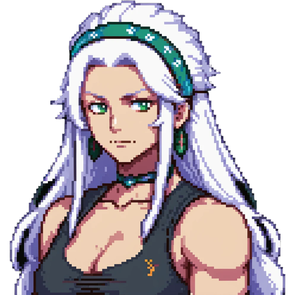 Tengen Uzui with a smirk, Sound Hashira from Demon Slayer, white hair, headband, muscular emoji