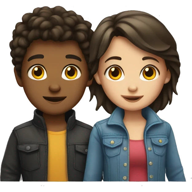 brunette boy and girl emoji