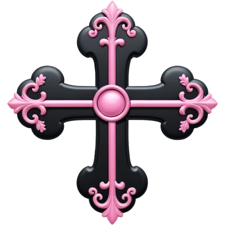 realistic 3d soft cute black pink goth cross , no woman emoji