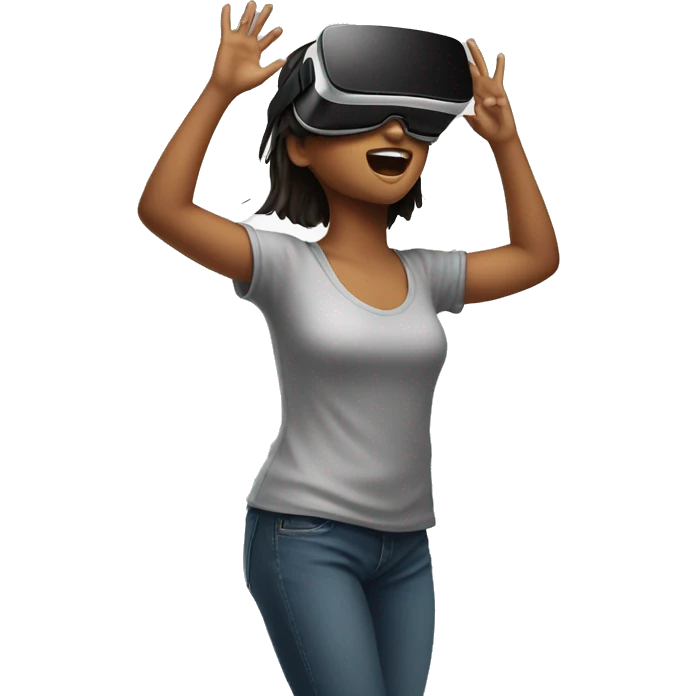 funny emoji of a girl playing VR facing the wall and showing her back emoji